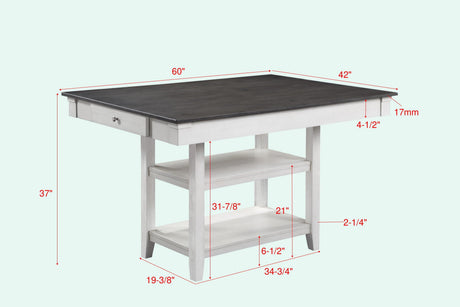 Nina Chalk-Gray Modern Traditional Wood Rectangular Counter Height Dining Room Set - Ella Furniture