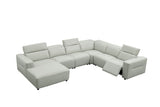Noel Grey 6-Piece Italian Leather Power Reclining Sectional with Left-Facing Chaise and Right Arm Recliner view 2