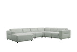Noel Grey 6-Piece Italian Leather Power Reclining Sectional with Left-Facing Chaise and Right Arm Recliner view 3