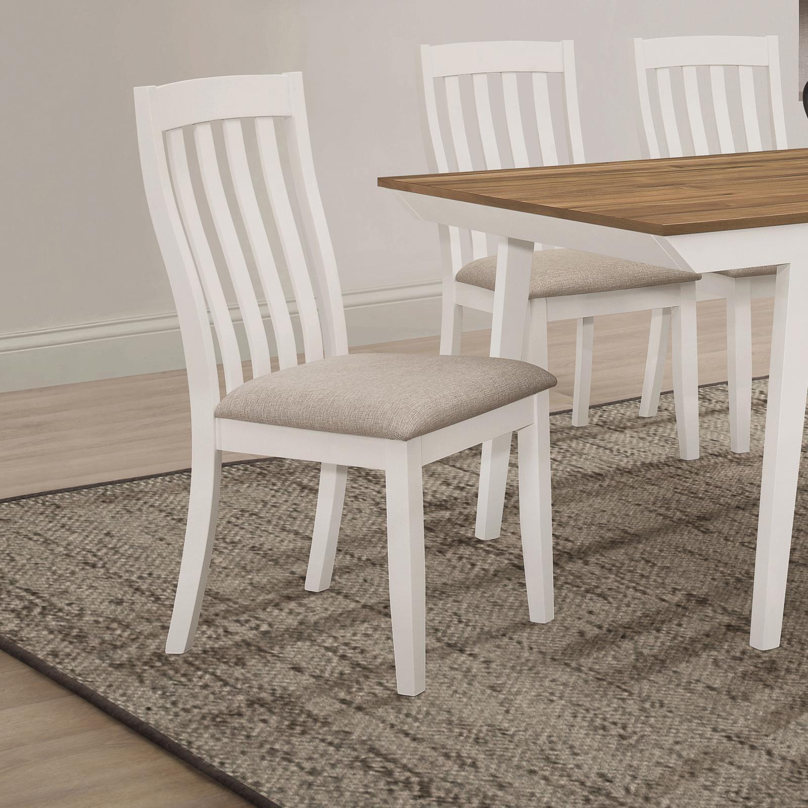 Nogales Collection Nogales Vertical Slat Back Dining Side Chair Off White (Set Of 2) 122302 - Ella Furniture