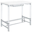 Norcrest Pub Height Bar Table With Acrylic Legs And Wine Storage White High Gloss 182101 - Ella Furniture