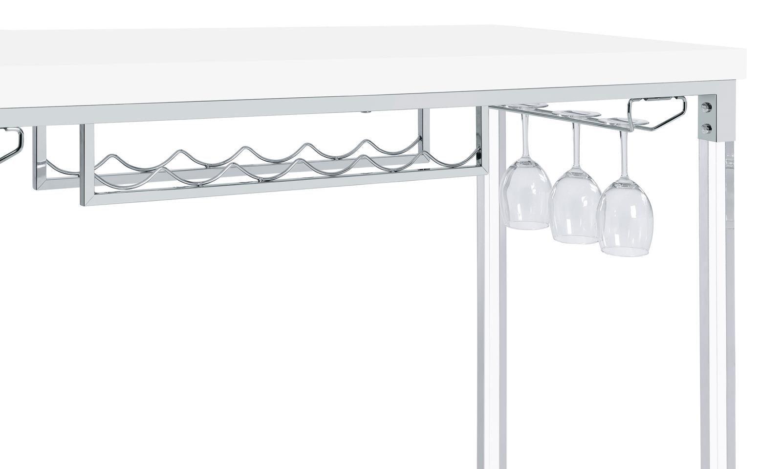 Norcrest Pub Height Bar Table With Acrylic Legs And Wine Storage White High Gloss 182101 - Ella Furniture