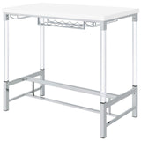 Norcrest Pub Height Bar Table With Acrylic Legs And Wine Storage White High Gloss 182101 - Ella Furniture
