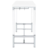 Norcrest Pub Height Bar Table With Acrylic Legs And Wine Storage White High Gloss 182101 - Ella Furniture
