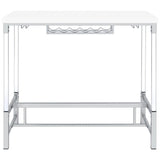 Norcrest Pub Height Bar Table With Acrylic Legs And Wine Storage White High Gloss 182101 - Ella Furniture
