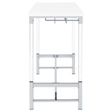 Norcrest Pub Height Bar Table With Acrylic Legs And Wine Storage White High Gloss 182101 - Ella Furniture