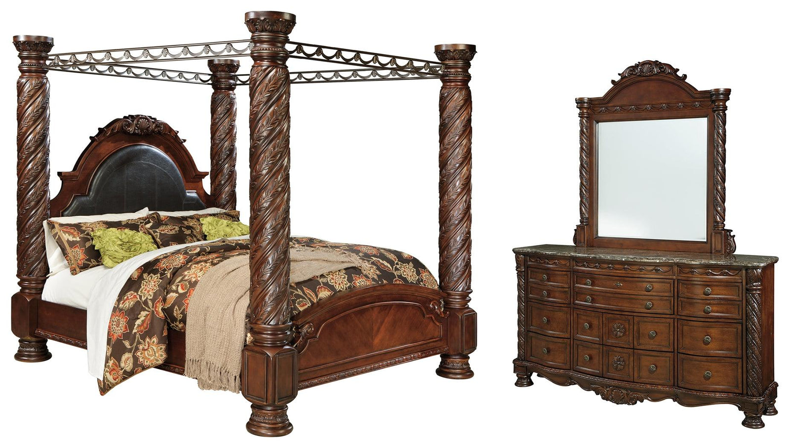 North Dark Brown Shore Bedroom Set - Ella Furniture