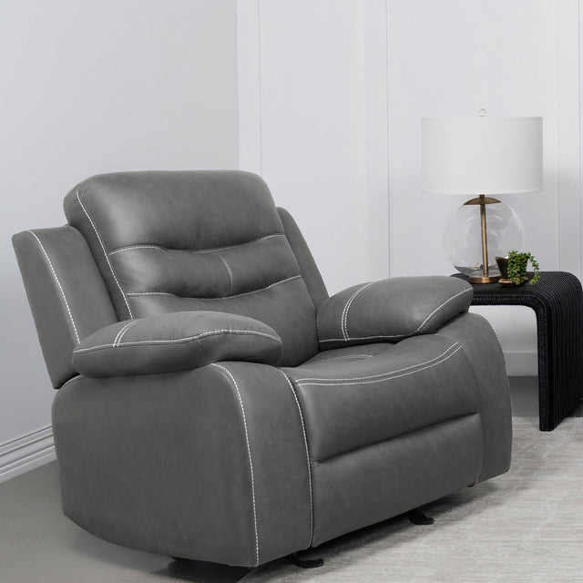 Nova Upholstered Glider Recliner Chair Dark Grey 602533 - Ella Furniture