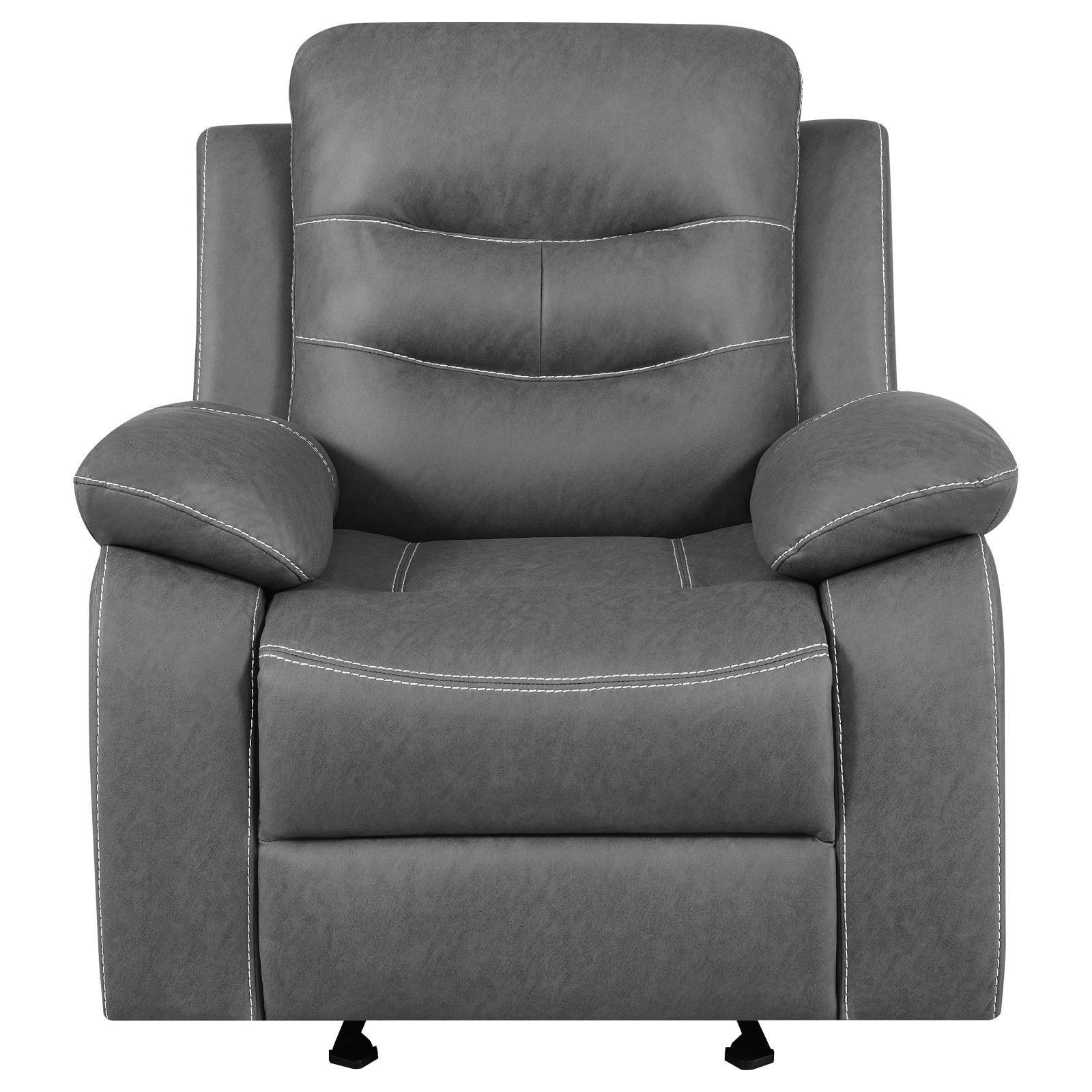 Nova Upholstered Glider Recliner Chair Dark Grey 602533 - Ella Furniture