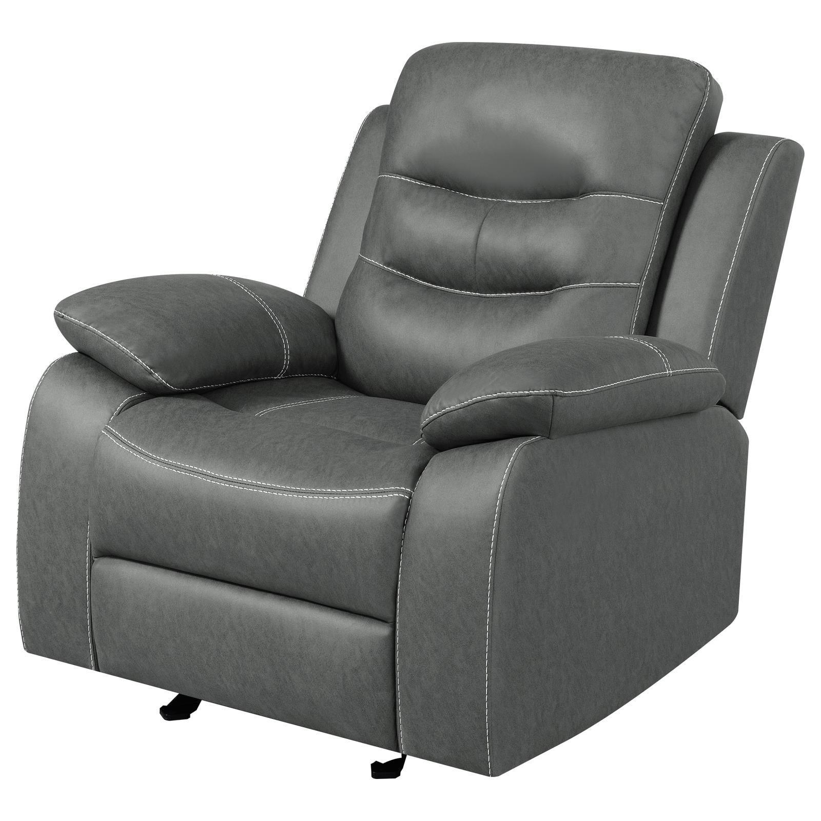 Nova Upholstered Glider Recliner Chair Dark Grey 602533 - Ella Furniture
