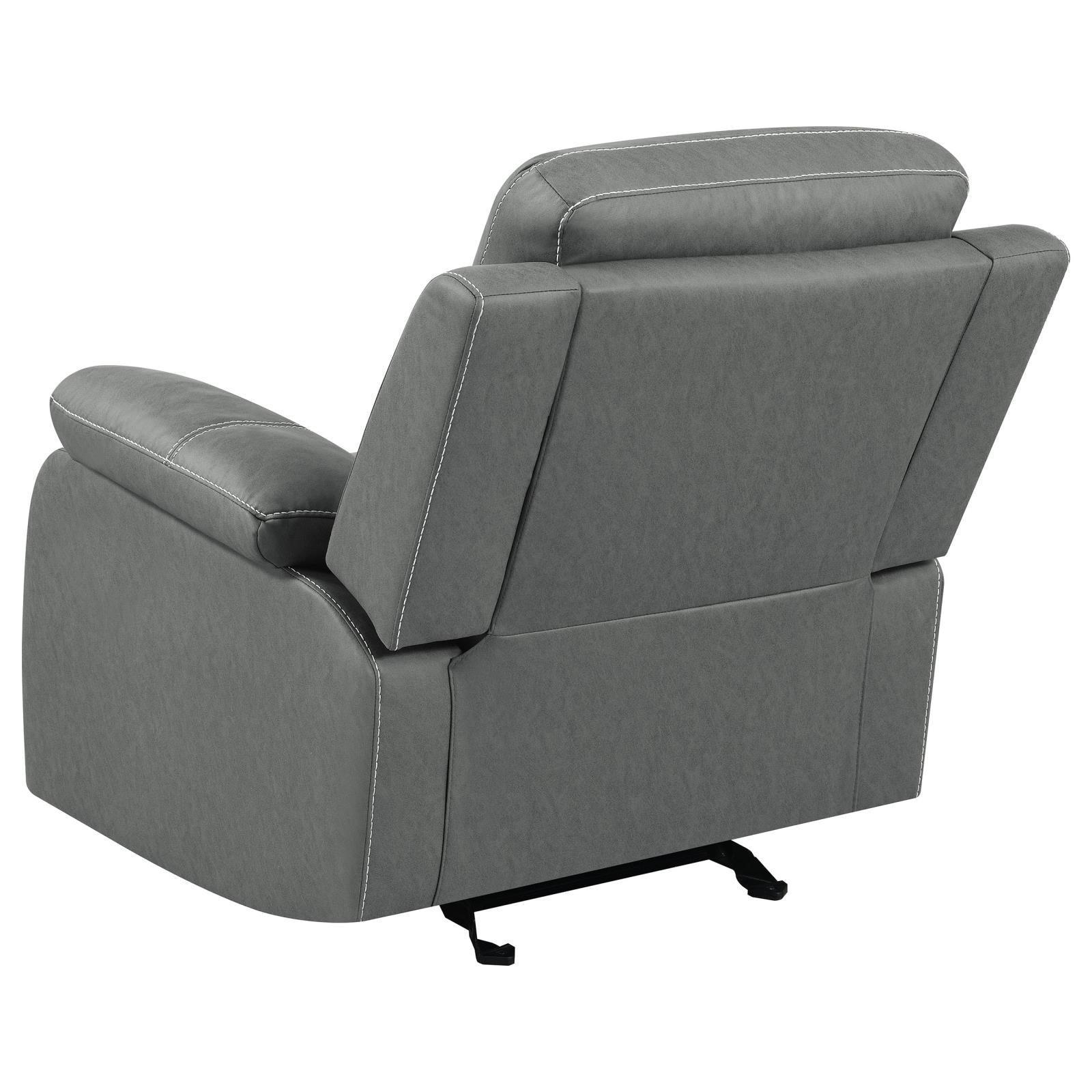Nova Upholstered Glider Recliner Chair Dark Grey 602533 - Ella Furniture