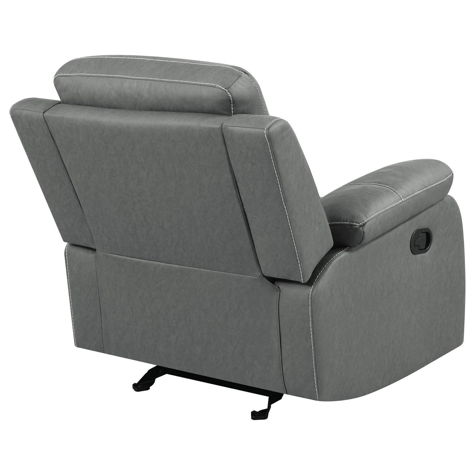 Nova Upholstered Glider Recliner Chair Dark Grey 602533 - Ella Furniture