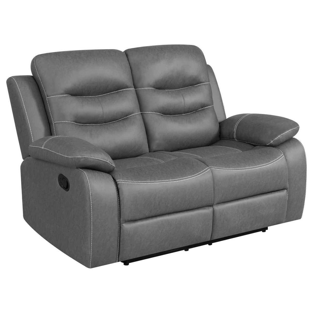 Nova Upholstered Motion Reclining Loveseat Dark Grey 602532 - Ella Furniture