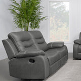 Nova Upholstered Motion Reclining Loveseat Dark Grey 602532 - Ella Furniture