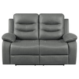 Nova Upholstered Motion Reclining Loveseat Dark Grey 602532 - Ella Furniture