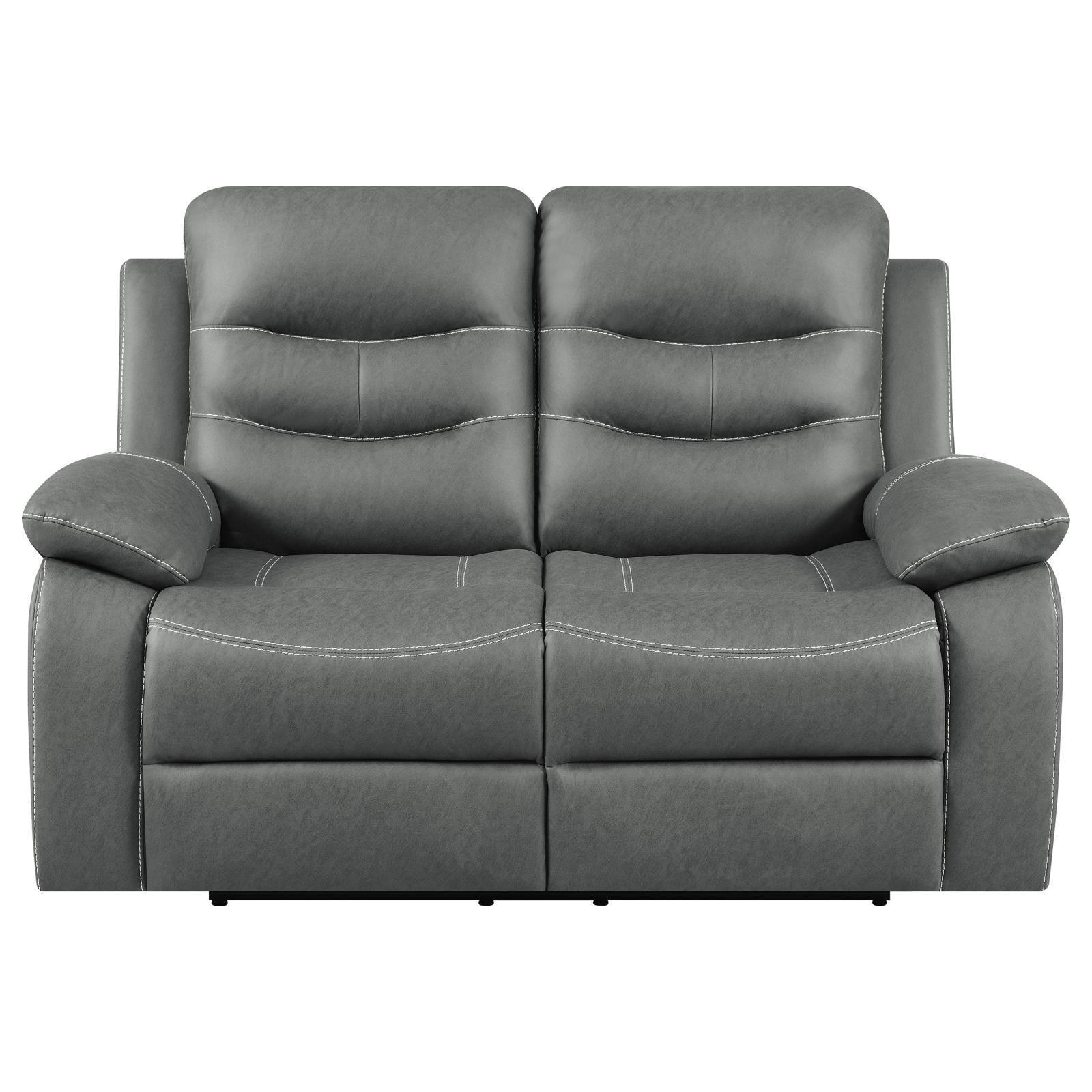 Nova Upholstered Motion Reclining Loveseat Dark Grey 602532 - Ella Furniture