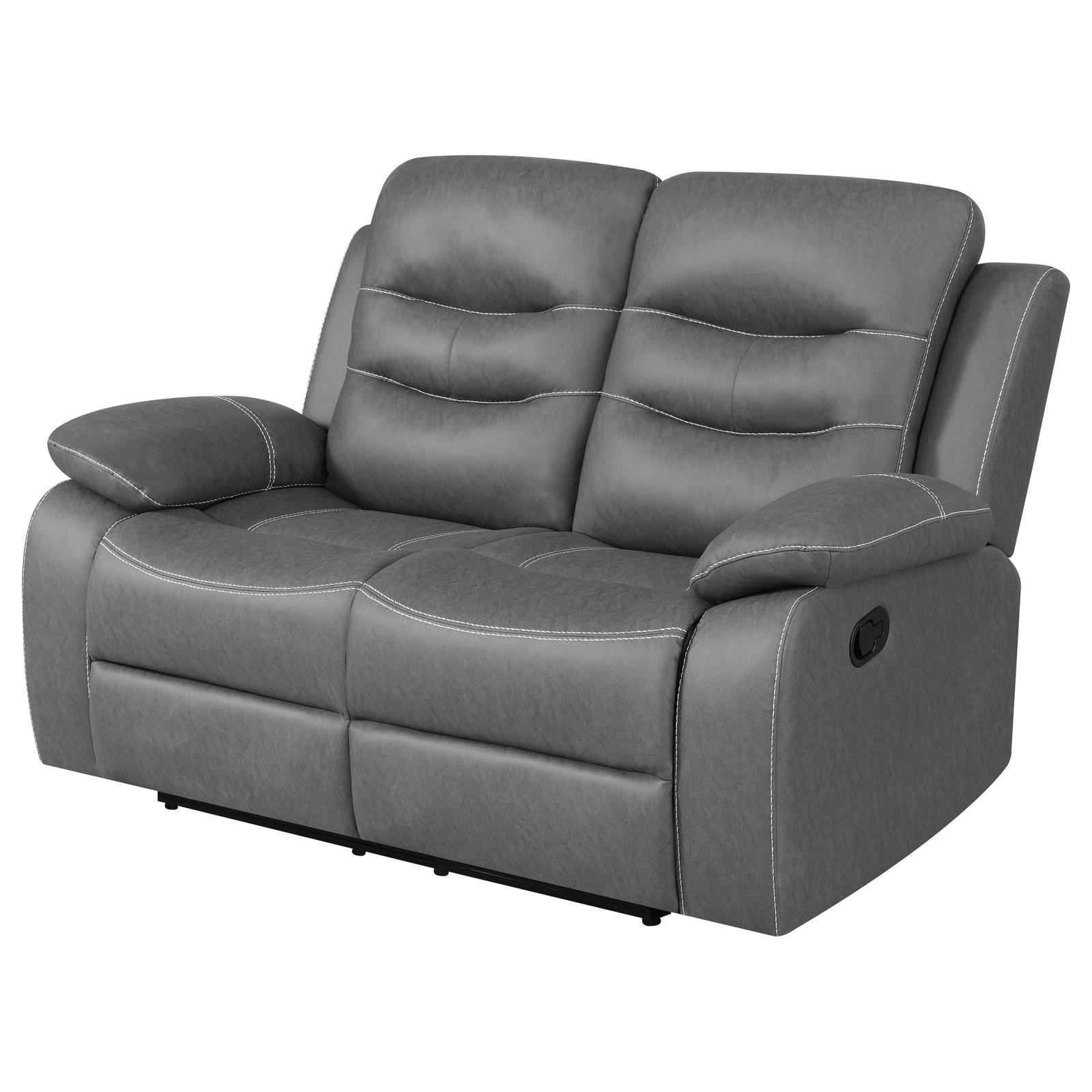 Nova Upholstered Motion Reclining Loveseat Dark Grey 602532 - Ella Furniture