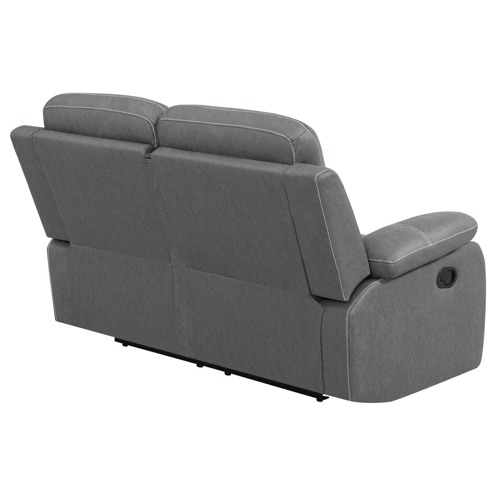Nova Upholstered Motion Reclining Loveseat Dark Grey 602532 - Ella Furniture