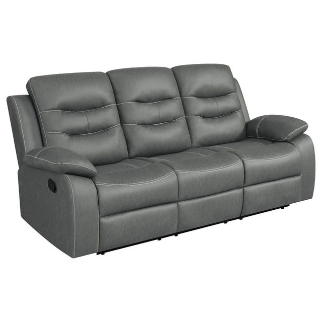 Nova Upholstered Motion Reclining Sofa Dark Grey 602531 - Ella Furniture