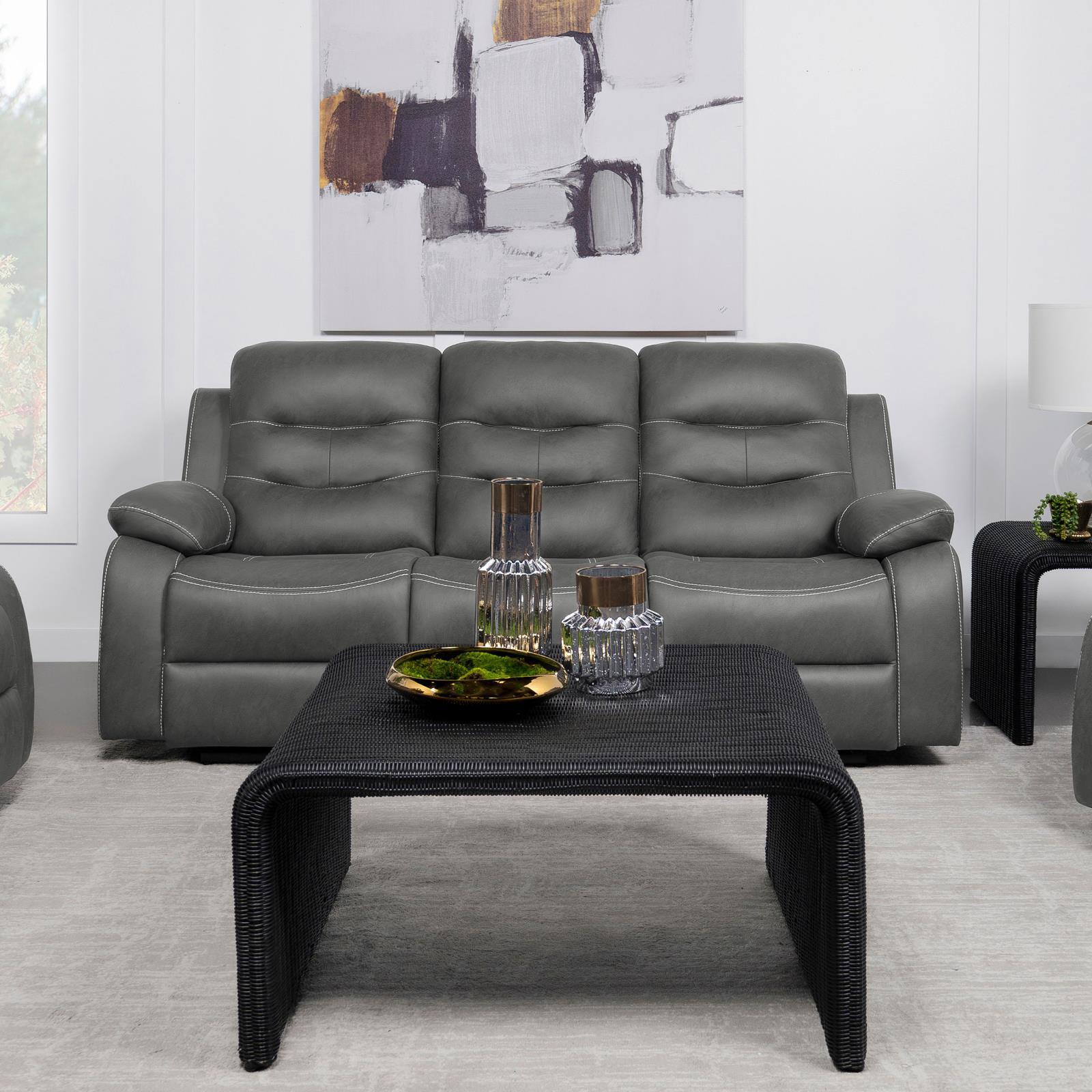 Nova Upholstered Motion Reclining Sofa Dark Grey 602531 - Ella Furniture