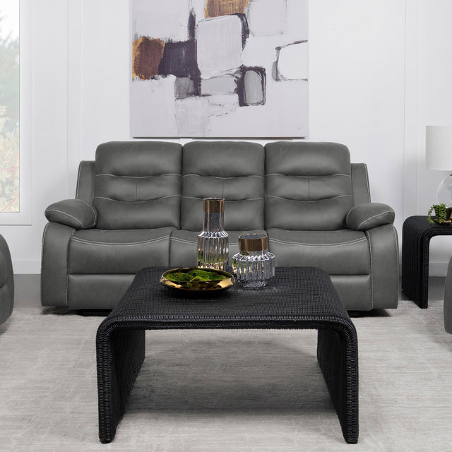 Nova Upholstered Motion Reclining Sofa Dark Grey 602531 - Ella Furniture