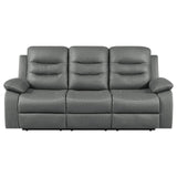 Nova Upholstered Motion Reclining Sofa Dark Grey 602531 - Ella Furniture