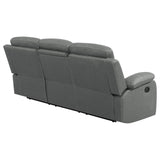 Nova Upholstered Motion Reclining Sofa Dark Grey 602531 - Ella Furniture