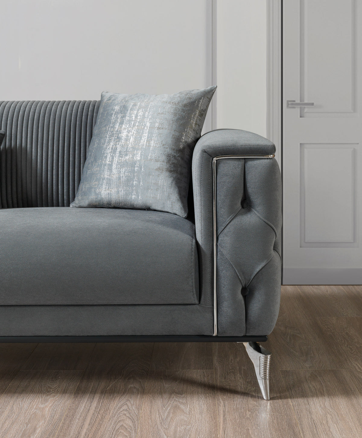 Vivian Gray Velvet Sofa 89" & Loveseat 69"