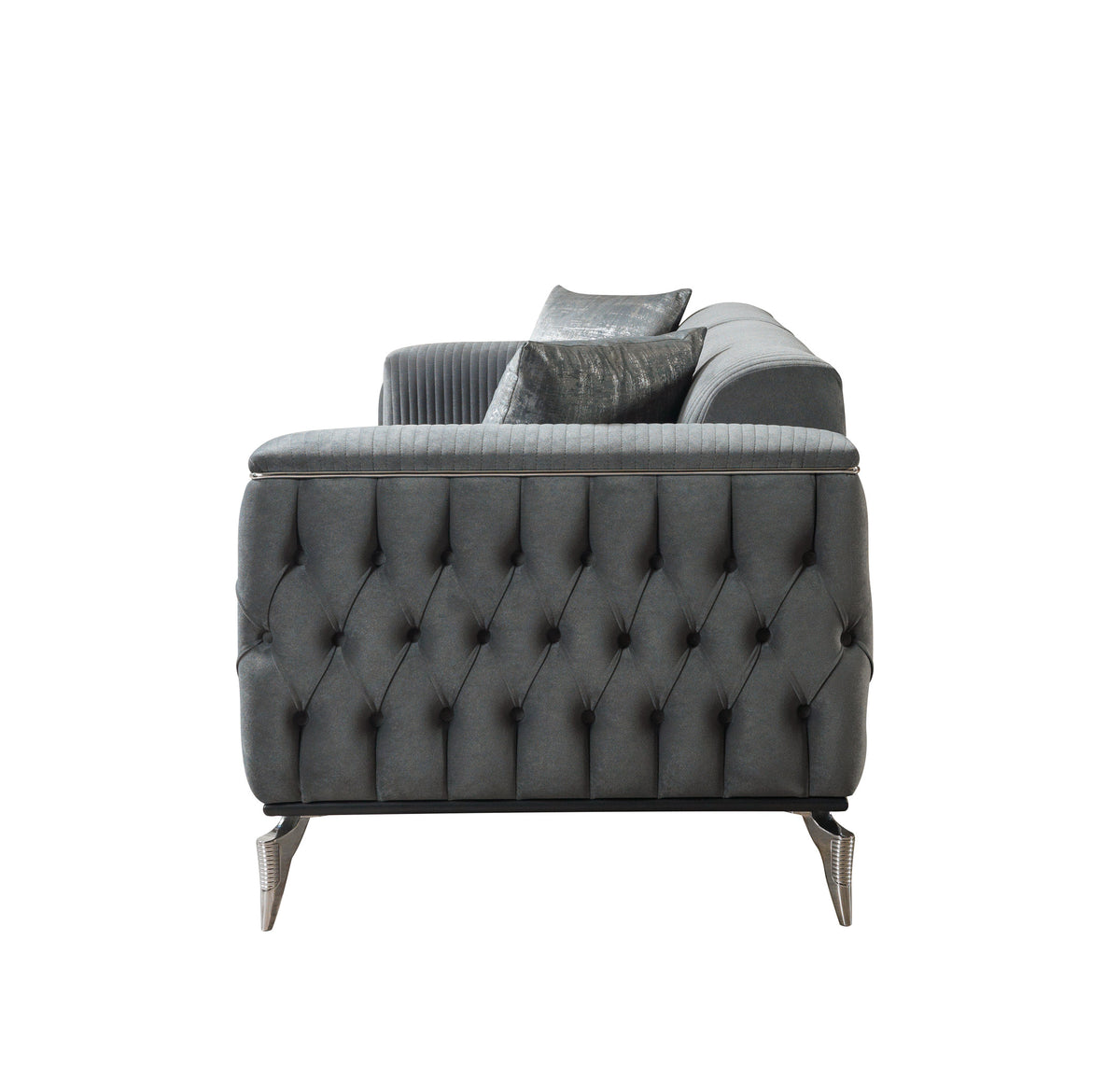 Vivian Gray Velvet Sofa 89" & Loveseat 69"