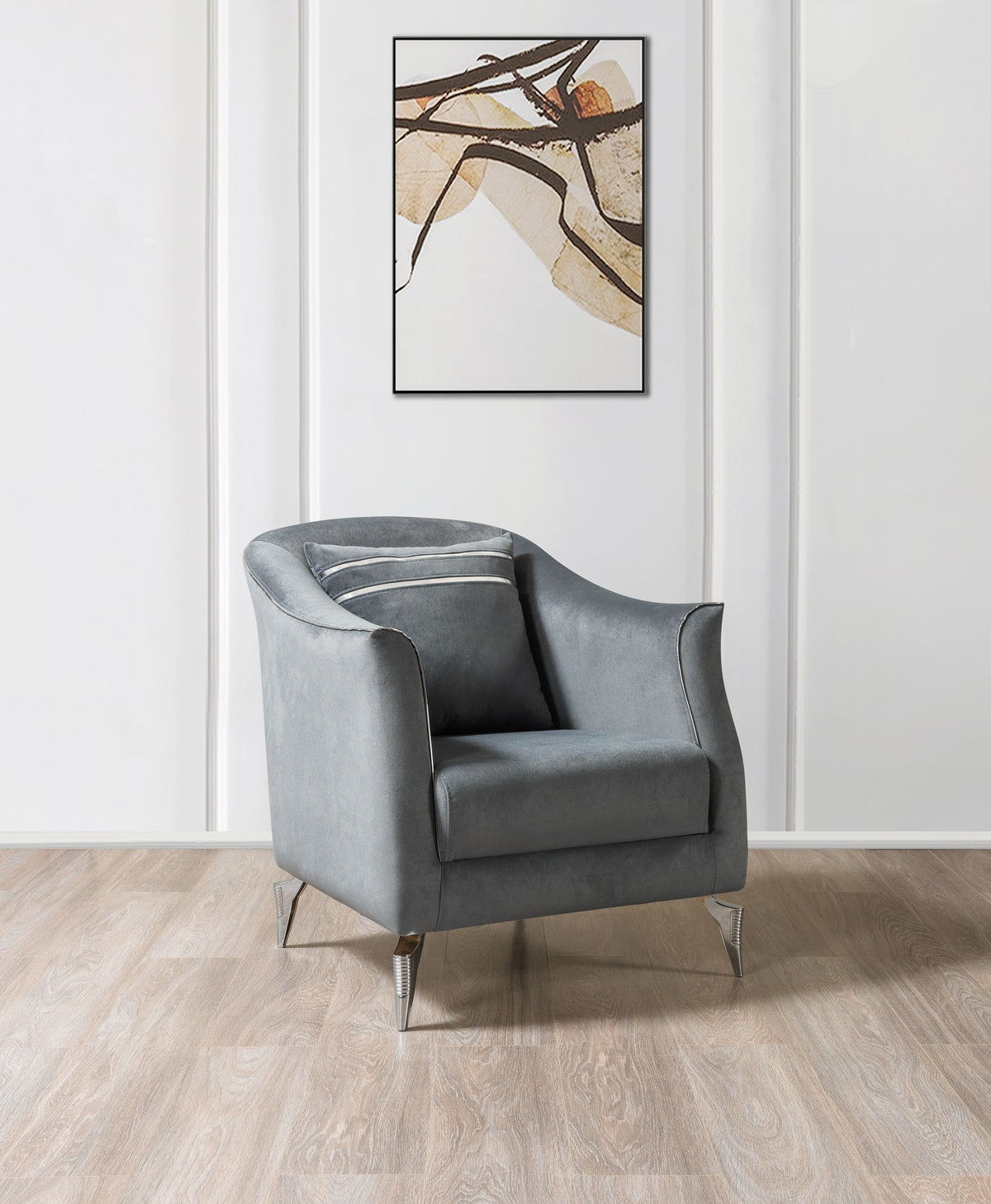 Vivian Gray Velvet Sofa 89" & Loveseat 69"
