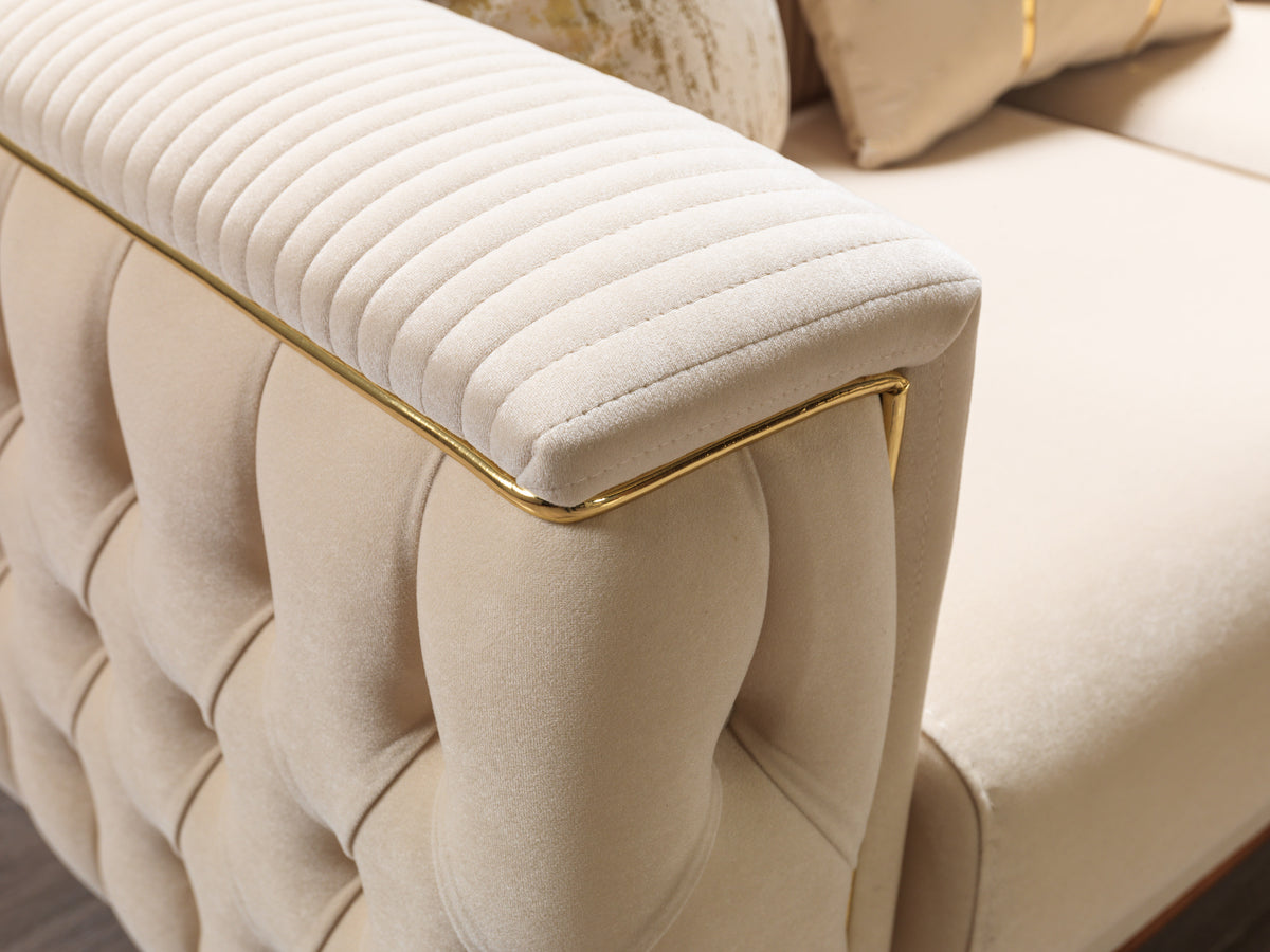 Vivian Ivory Velvet Sofa 89" & Loveseat 69"