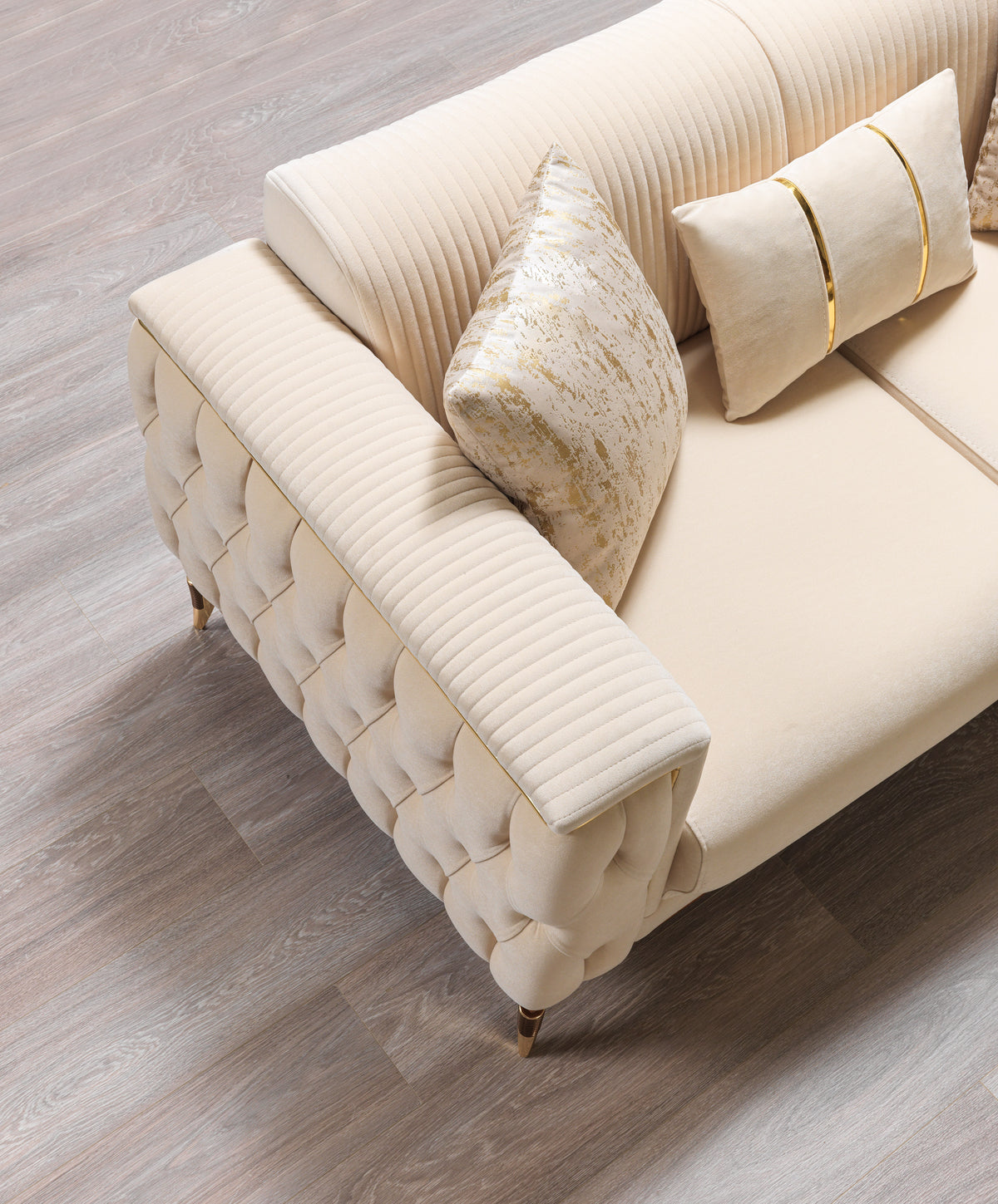 Vivian Ivory Velvet Sofa 89" & Loveseat 69"