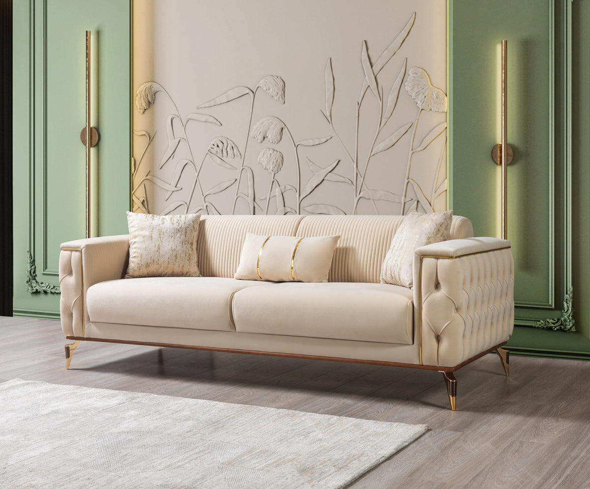 Vivian Ivory Velvet Sofa 89" & Loveseat 69"