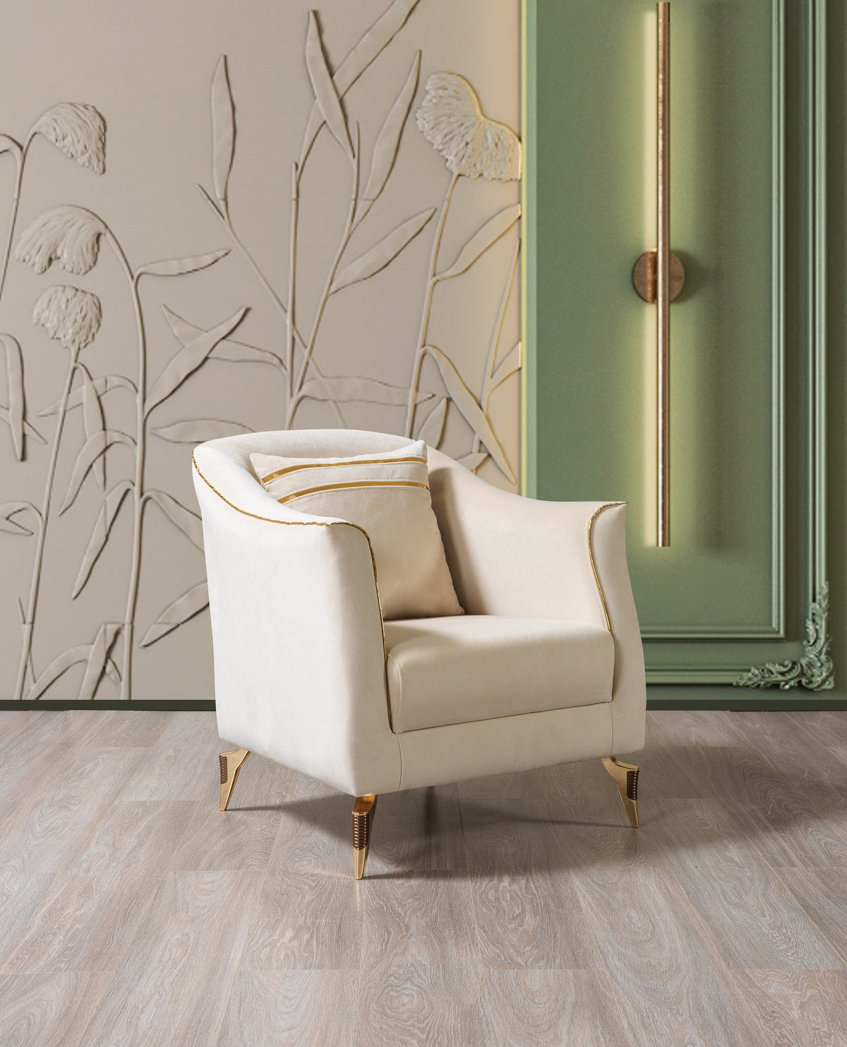 Vivian Ivory Velvet Sofa 89" & Loveseat 69"