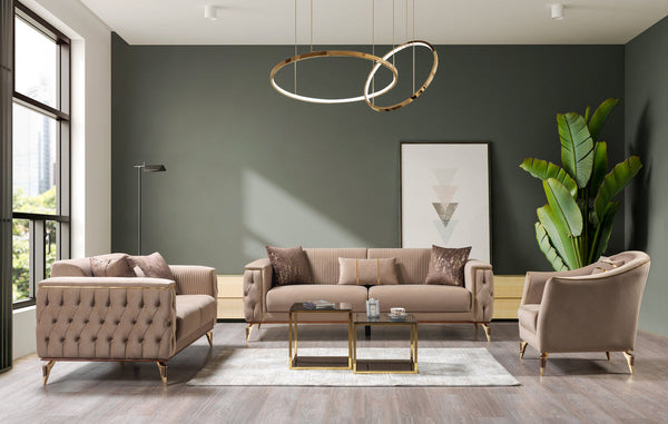 Vivian Coffee Velvet Sofa 89" & Loveseat 69"