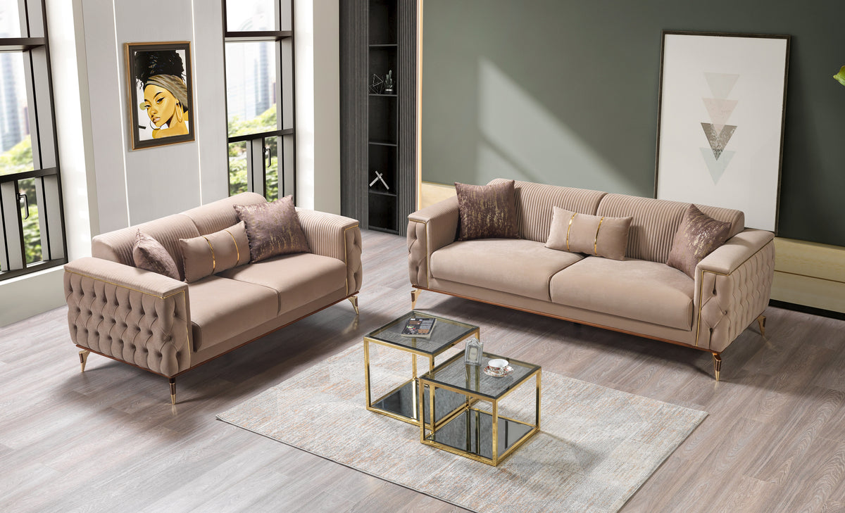 Vivian Coffee Velvet Sofa 89" & Loveseat 69"