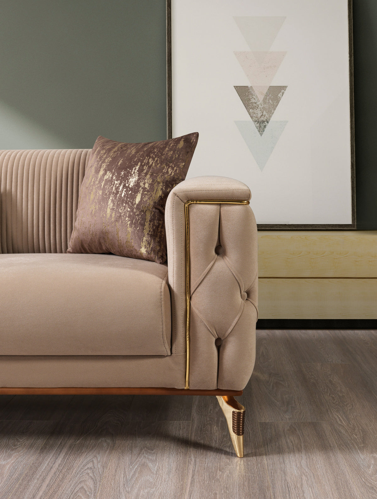 Vivian Coffee Velvet Sofa 89" & Loveseat 69"