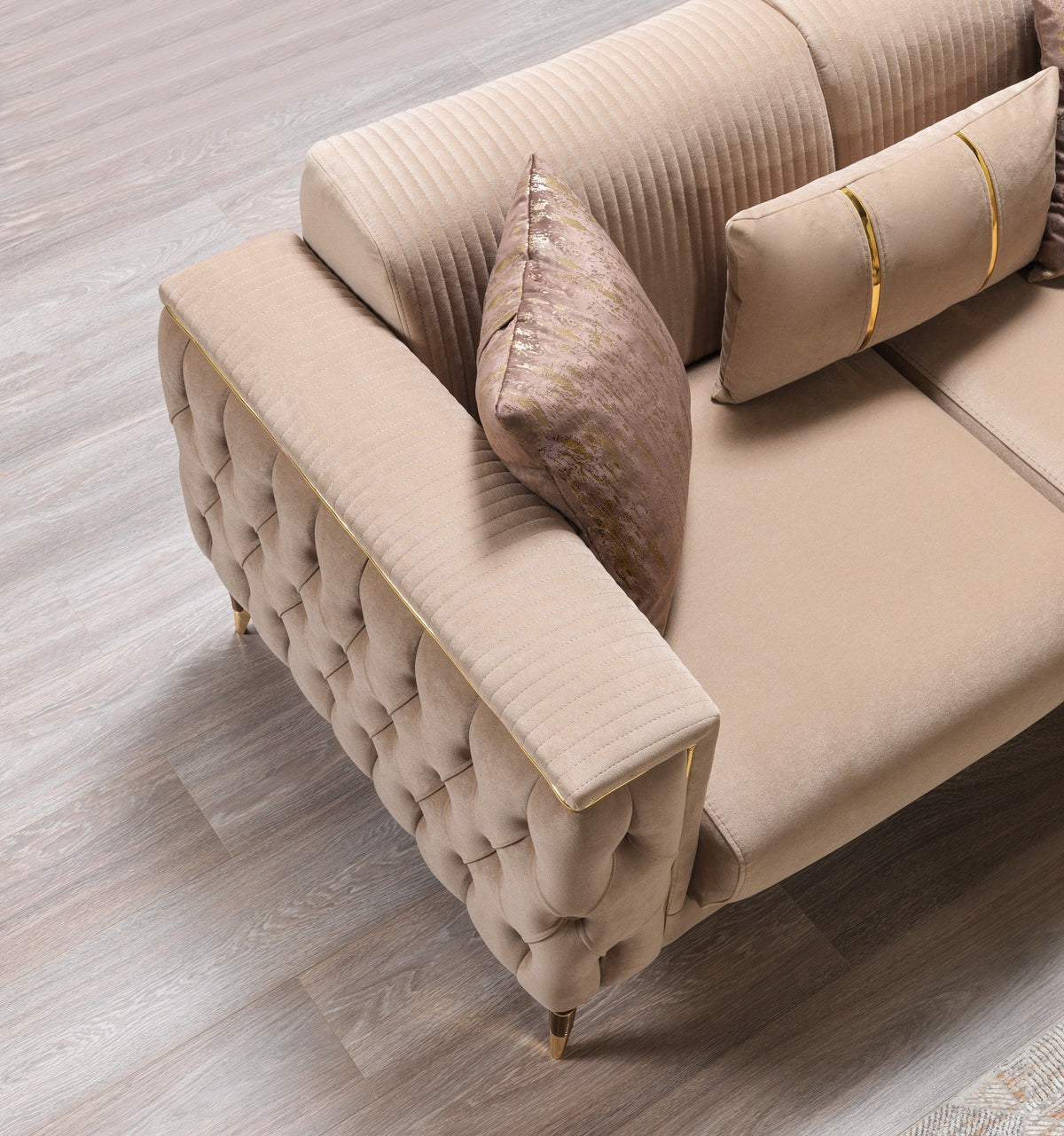 Vivian Coffee Velvet Sofa 89" & Loveseat 69"