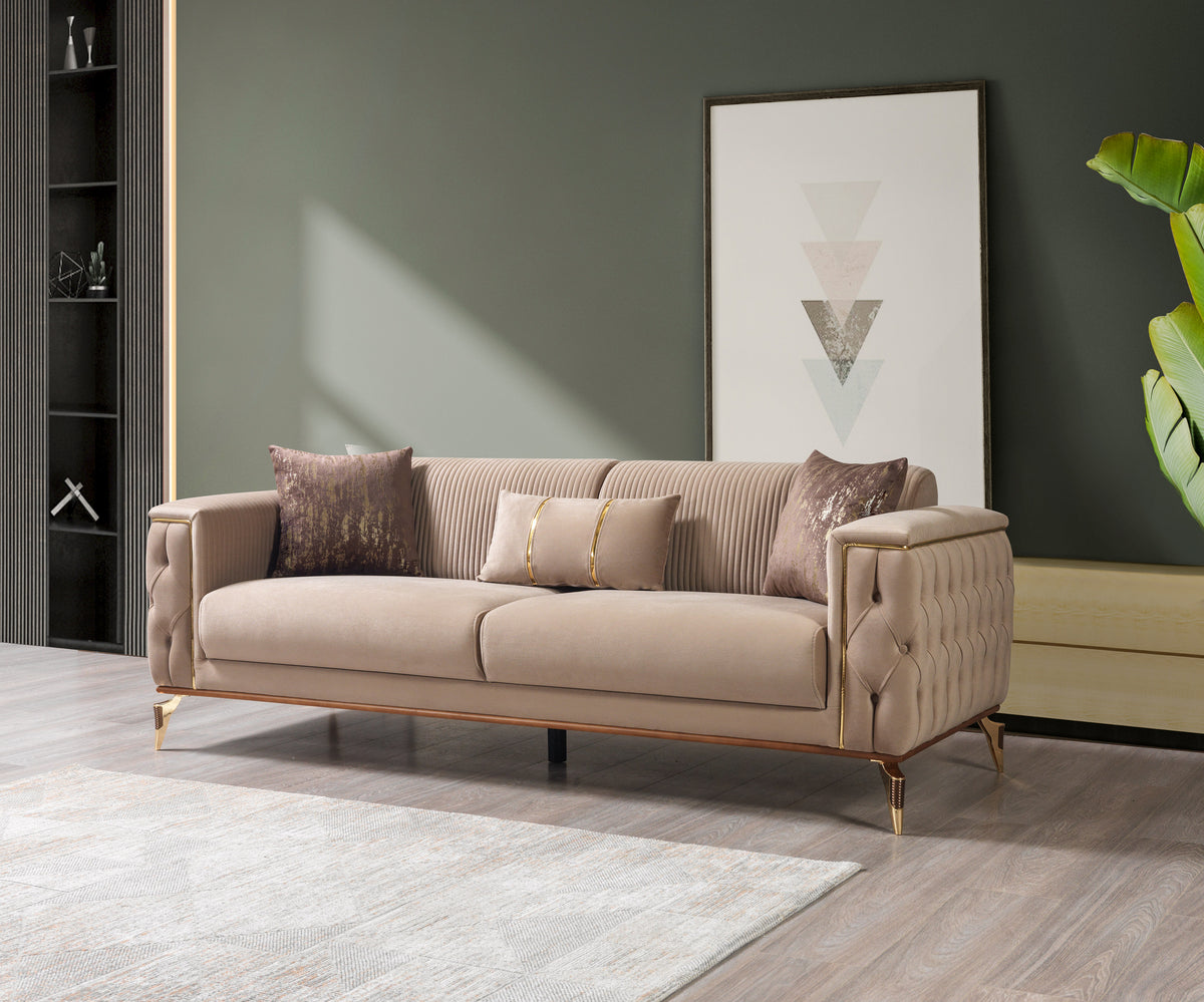 Vivian Coffee Velvet Sofa 89" & Loveseat 69"