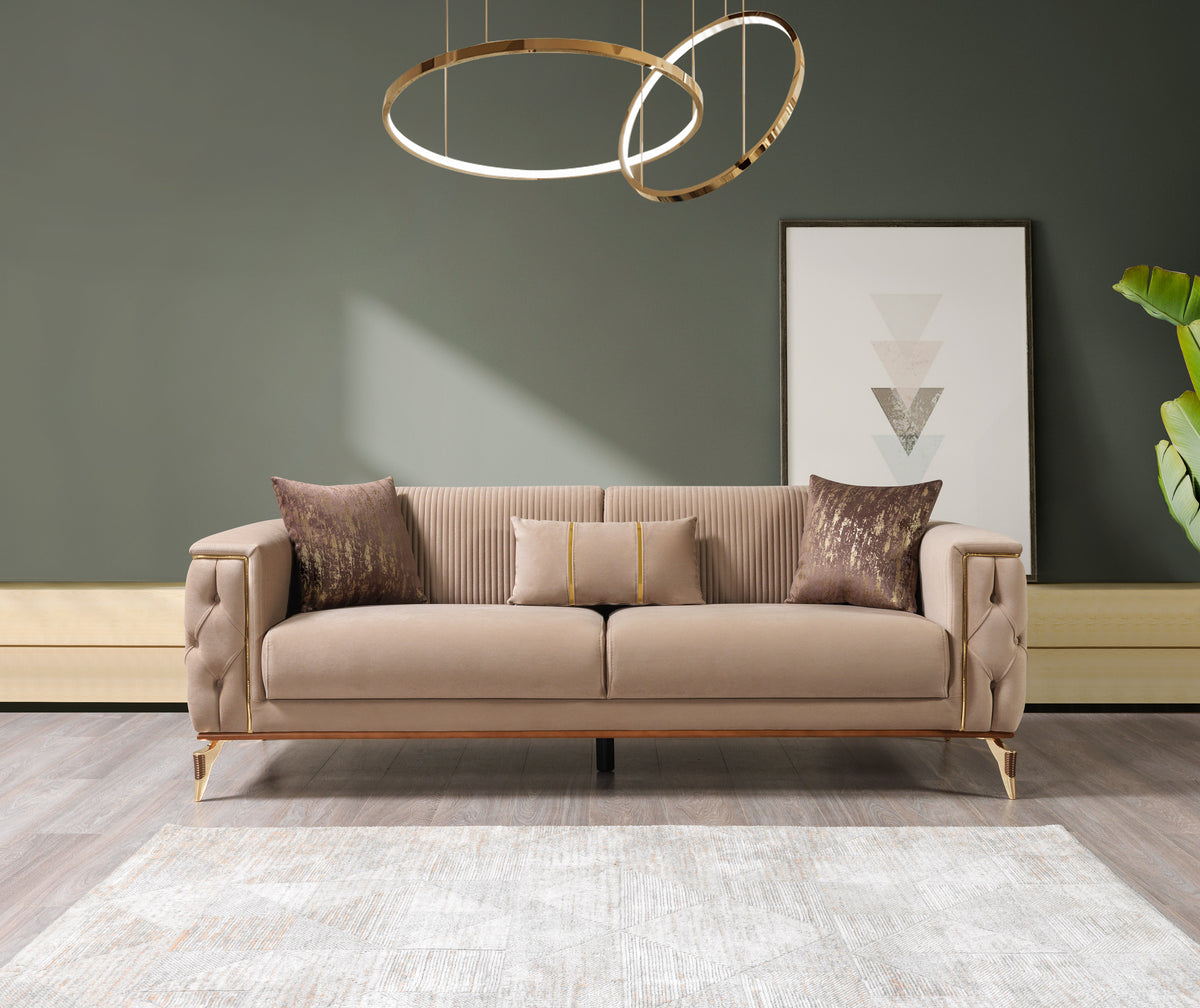 Vivian Coffee Velvet Sofa 89" & Loveseat 69"