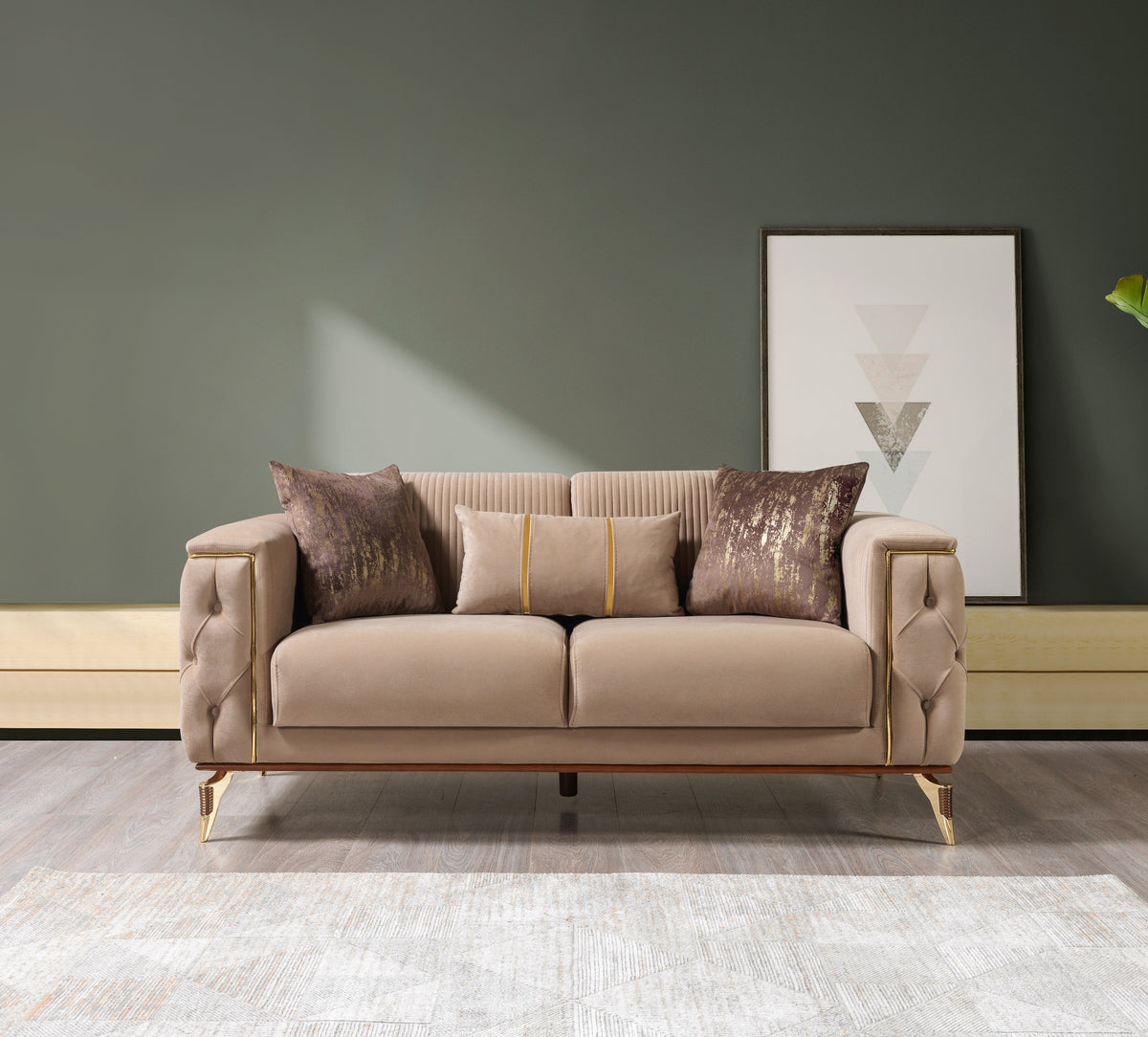 Vivian Coffee Velvet Sofa 89" & Loveseat 69"