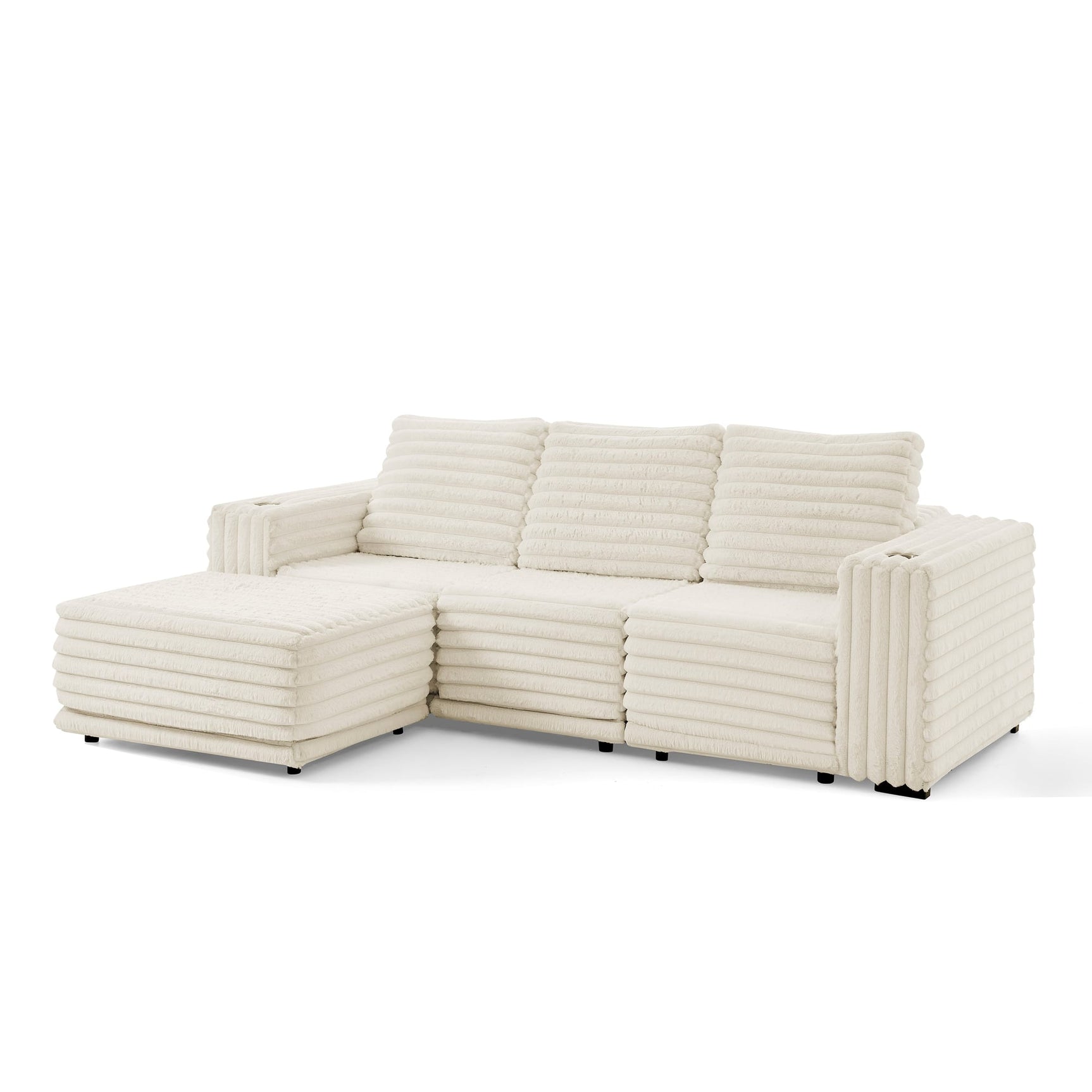 Nuve Cream Modular 6-Piece Sectional with Ottomans view 17