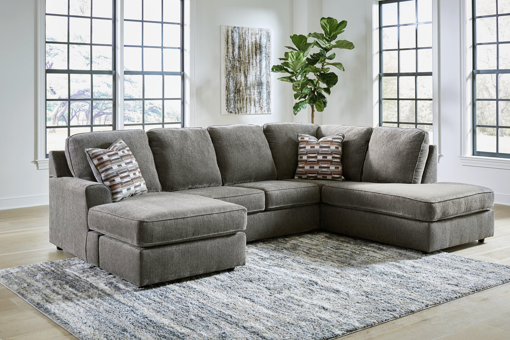 O'phannon Putty 2-Piece Sectional With Ottoman - Ella Furniture