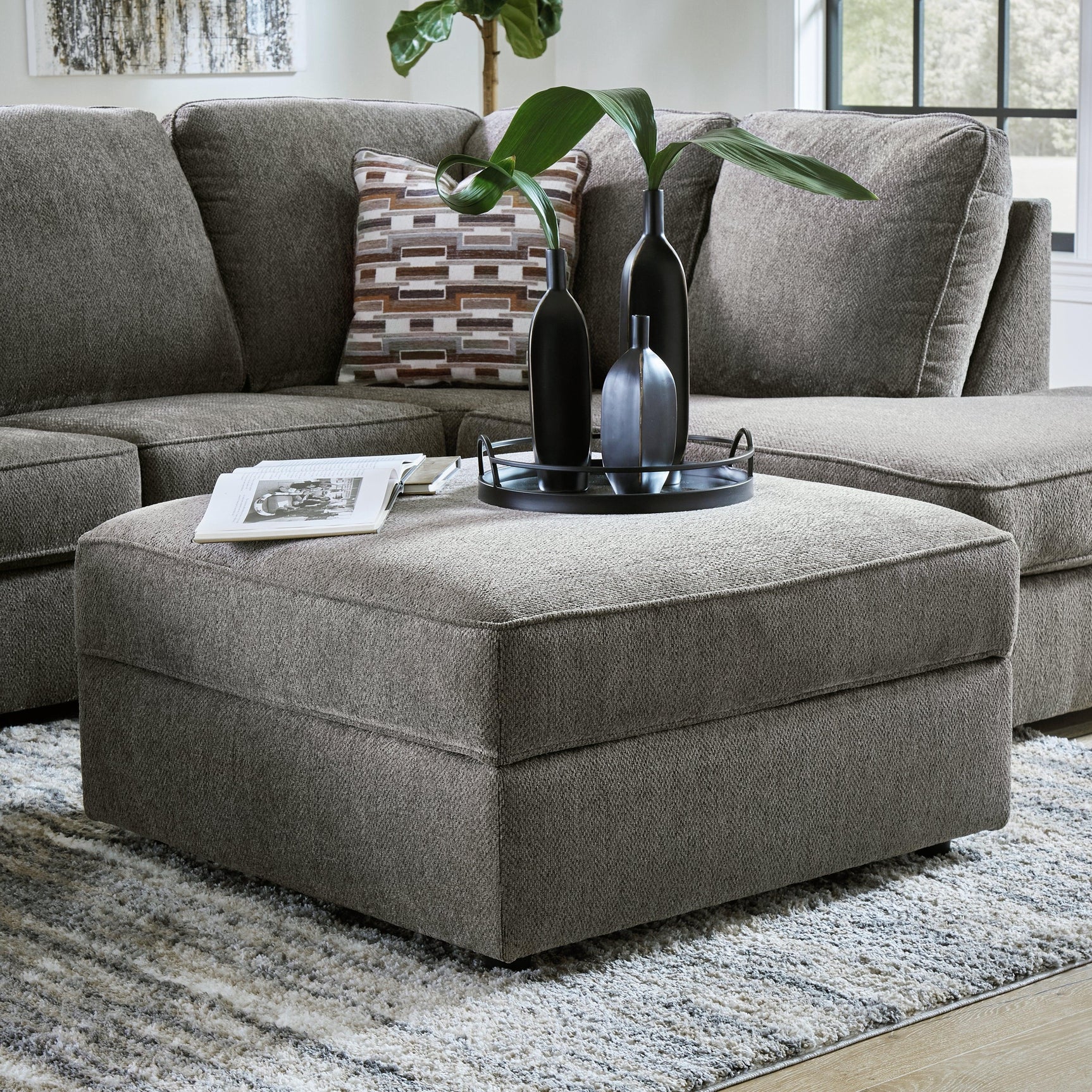 O'phannon Putty 2-Piece Sectional With Ottoman - Ella Furniture
