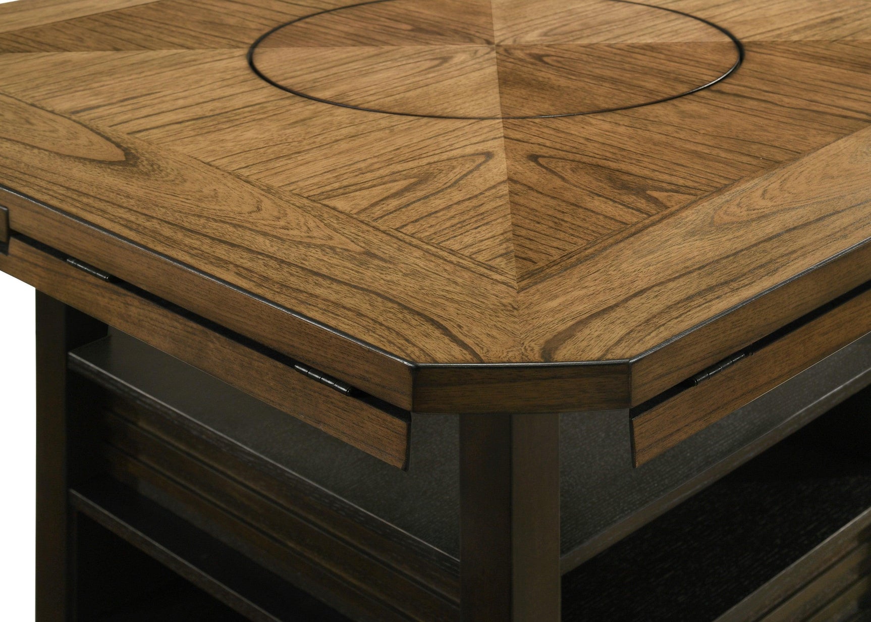 Oakly Brown Modern Solid Wood And Veneers Round Counter Height Dining Room Set - Ella Furniture