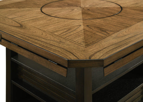 Oakly Brown Modern Solid Wood And Veneers Round Counter Height Dining Room Set - Ella Furniture