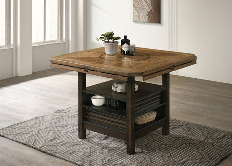 Oakly Brown Modern Solid Wood And Veneers Round Counter Height Dining Room Set - Ella Furniture