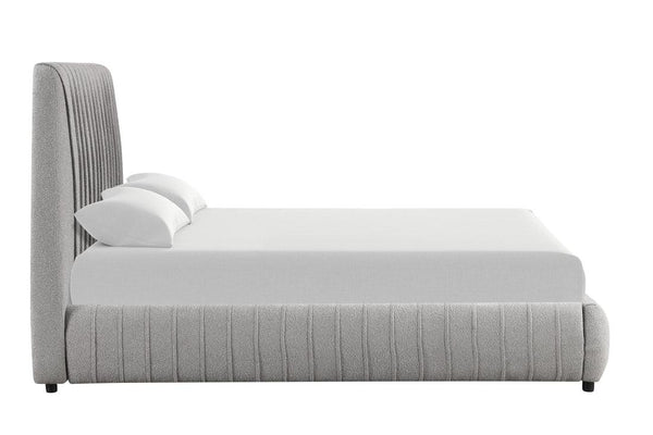 Oasis Gray Upholstered Platform Queen Bed