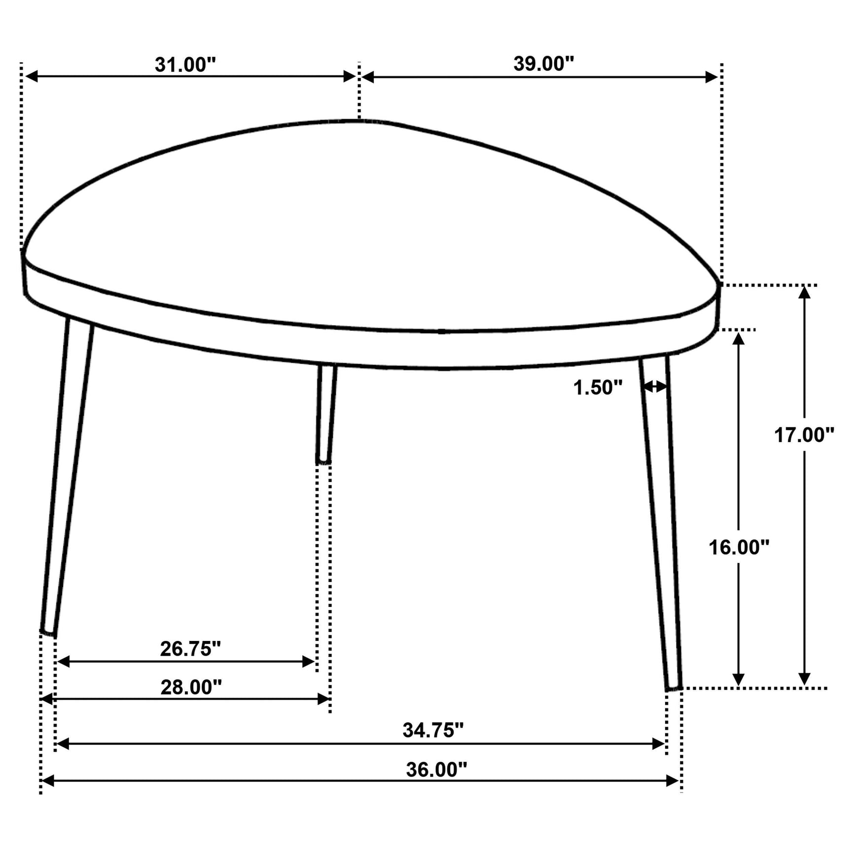 ODESSA COLLECTION Odessa Triangular Solid Wood Coffee Table Black 707918 - Ella Furniture