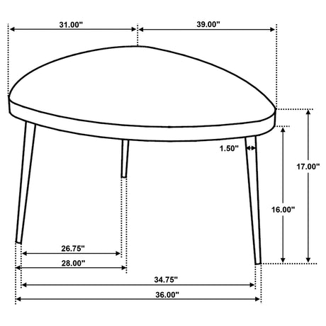 ODESSA COLLECTION Odessa Triangular Solid Wood Coffee Table Black 707918 - Ella Furniture